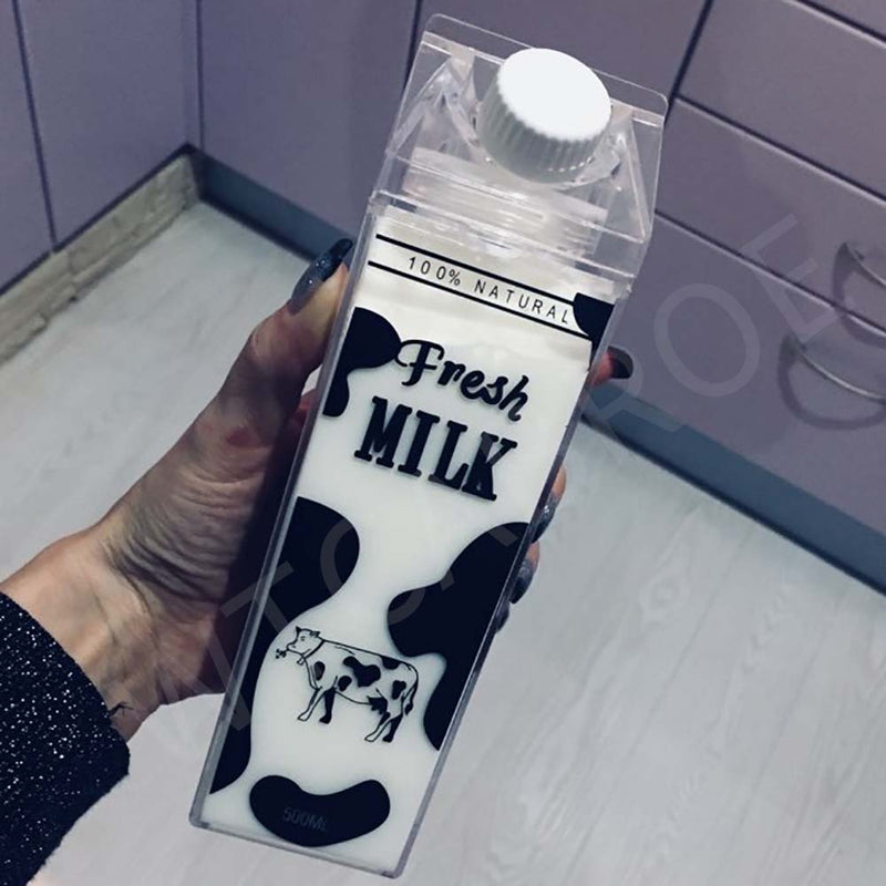 Kreatívna priehľadná fľaša na mlieko s vodou