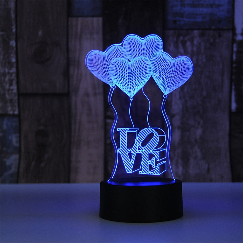 Hologramová 3D lampa srdce