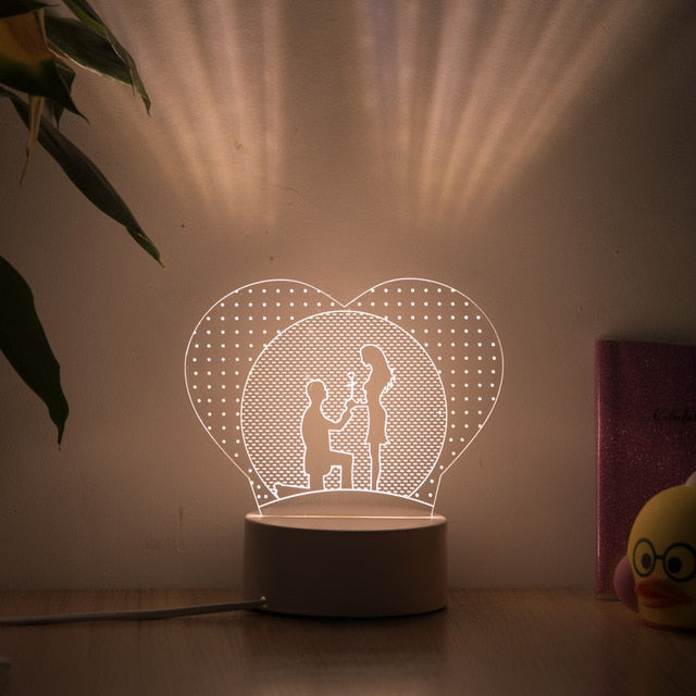 Romantická 3D lampa na Valentína