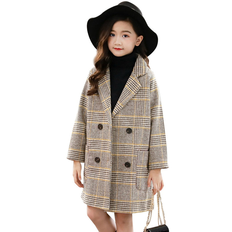 Dievčenský károvaný kabát (Výpredaj)