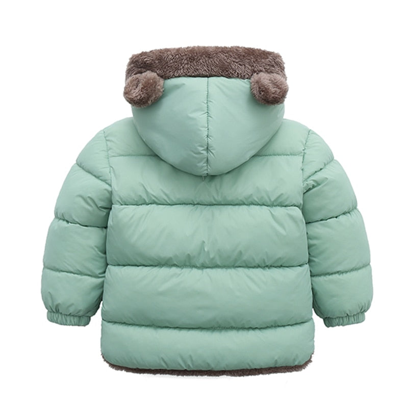 Detská zimná bunda s uškami na kapucni