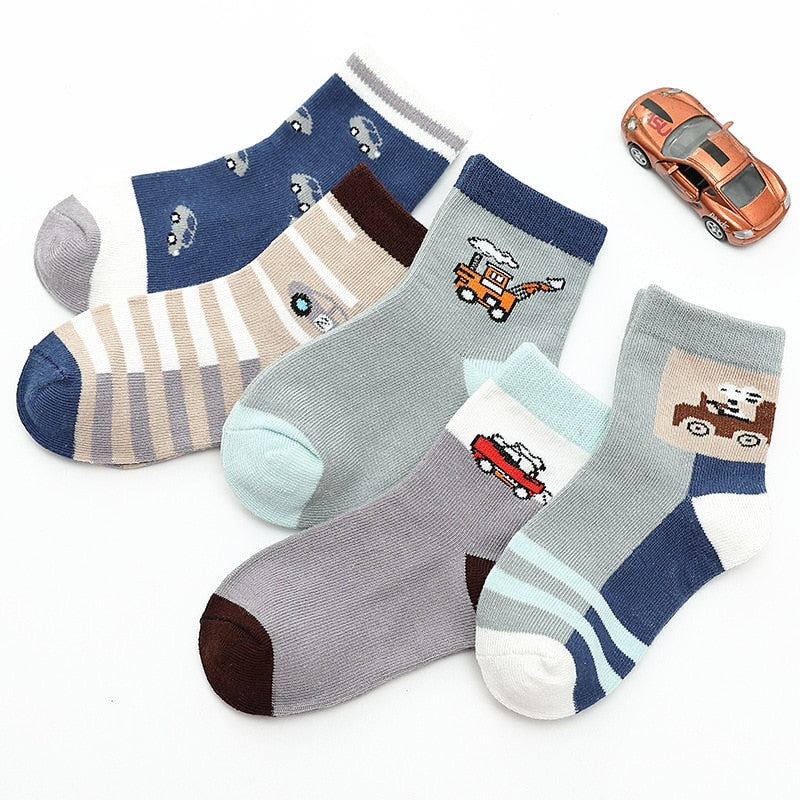 Chlapčenské ponožky s autíčkami 5 párov