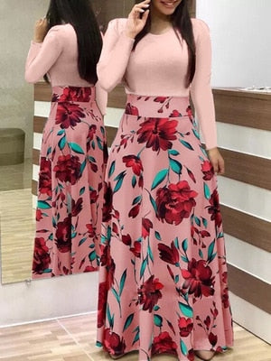 Dámske dlhé šaty s kvetovanou sukňou