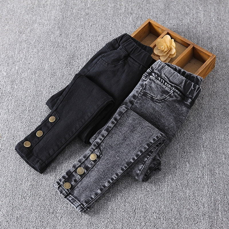 Dievčenské šedé skinny džínsy