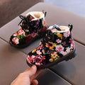 Dievčenské zimné topánky s kvetinovou potlačou