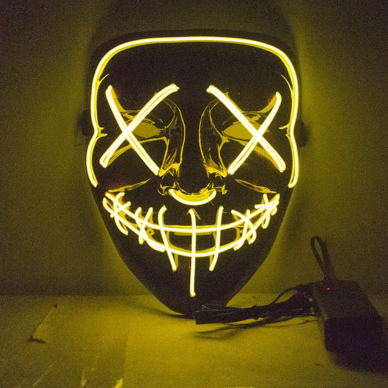 Anonymná LED maska pre žiariace tanečné masky