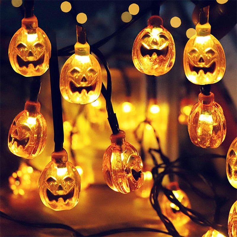 LED Halloweenska svetelná reťaz tekvica