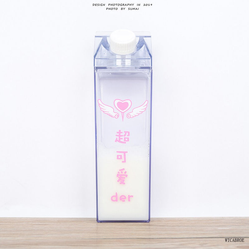 Kreatívna roztomilá plastová priehľadná škatuľka na mlieko