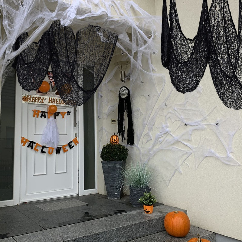 Napínacia halloweenska pavučina na výzdobu domu