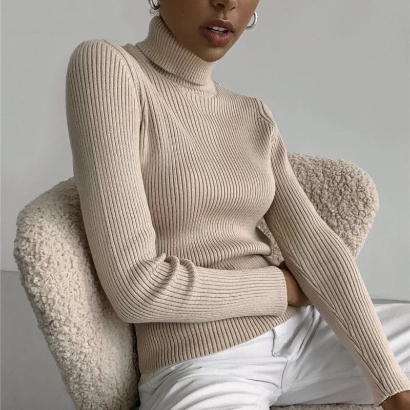 Dámsky rebrovaný pletený sveter