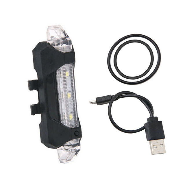 Nabíjacie USB LED zadné svetlo na bicykel