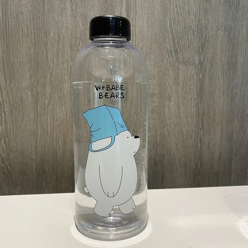 Priehľadná kreslená fľaša na vodu