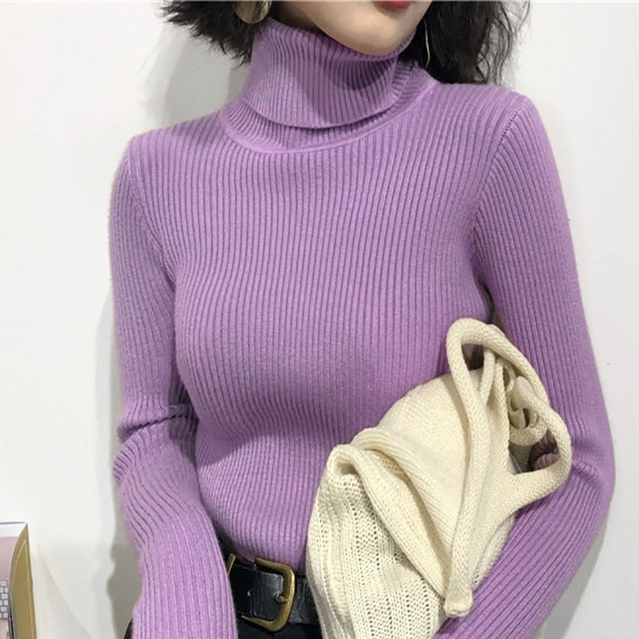 Dámsky pletený rebrovaný sveter