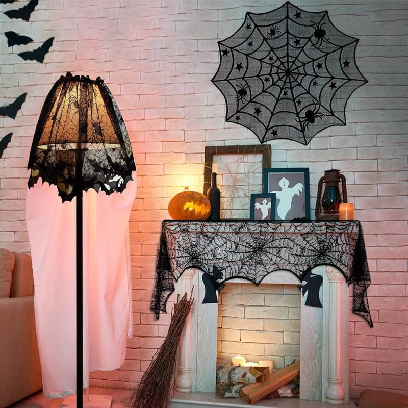 Halloweenská súprava domácich dekorácií pavučina a obrus