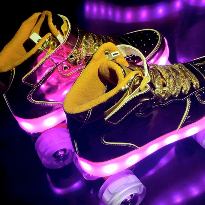 Dvojradové svietiace korčule s teniskovou topánkou