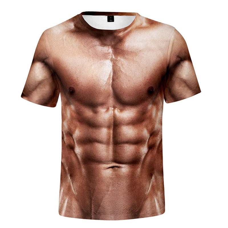Zábavné svalnaté pánske tričko s 3D potlačou