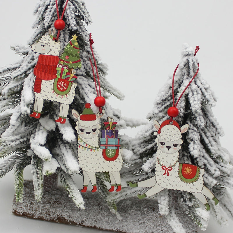 Vianočné drevené alpaky 3 ks