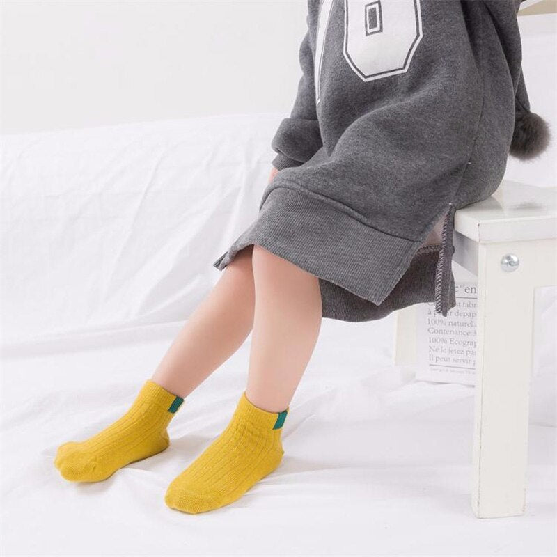 Detské jednofarebné bavlnené ponožky 5 párov