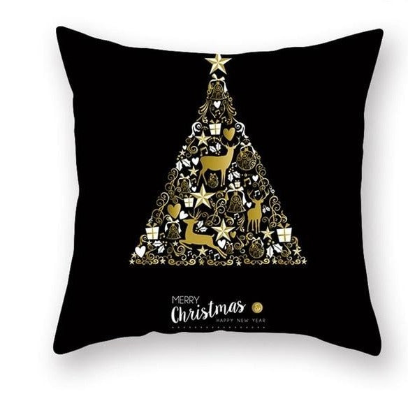 Čierno-zlatá vianočná obliečka na vankúš
