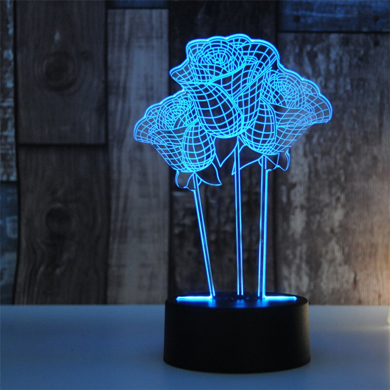 Hologramová 3D lampa ruža