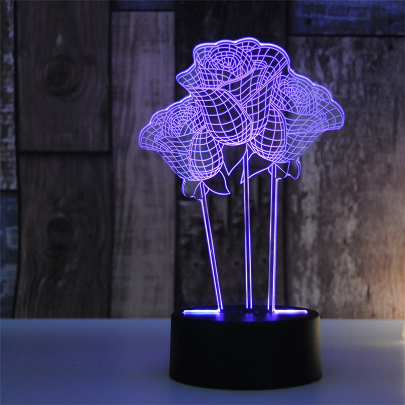 Hologramová 3D lampa ruža