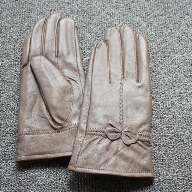 Dámske koženkové rukavice s mašľou