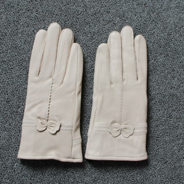 Dámske koženkové rukavice s mašľou