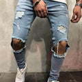 Luxusné pánske džínsy s dierami na kolenách