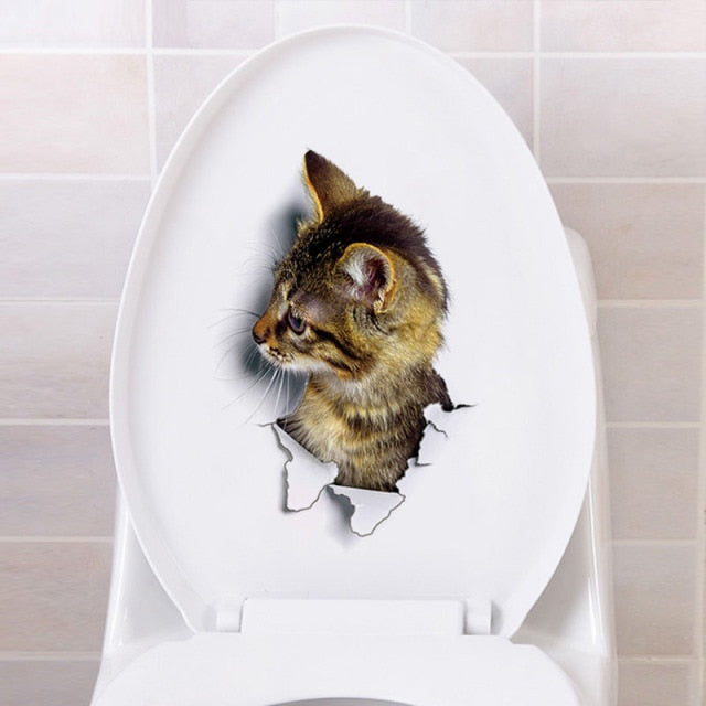 3D nálepka mačky do kúpeľne