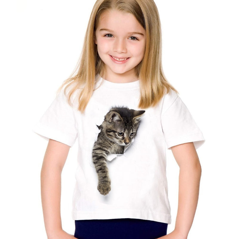 Dievčenské tričko s 3D mačkou