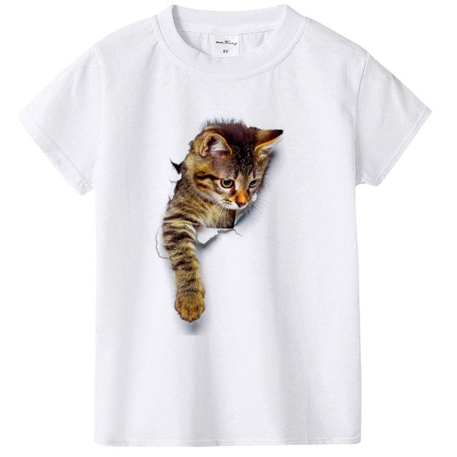 Dievčenské tričko s 3D mačkou