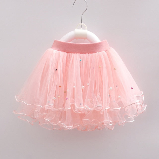 Dievčenská šifónová sukňa s perličkami