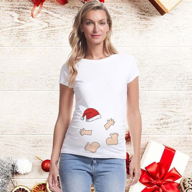 Dámske vianočné tričko pre tehotné (Výpredaj)
