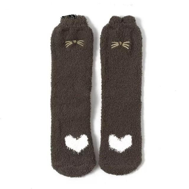 Dámske hrubé ponožky s mačacím motívom