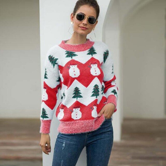 Dámsky sveter s vianočnou potlačou