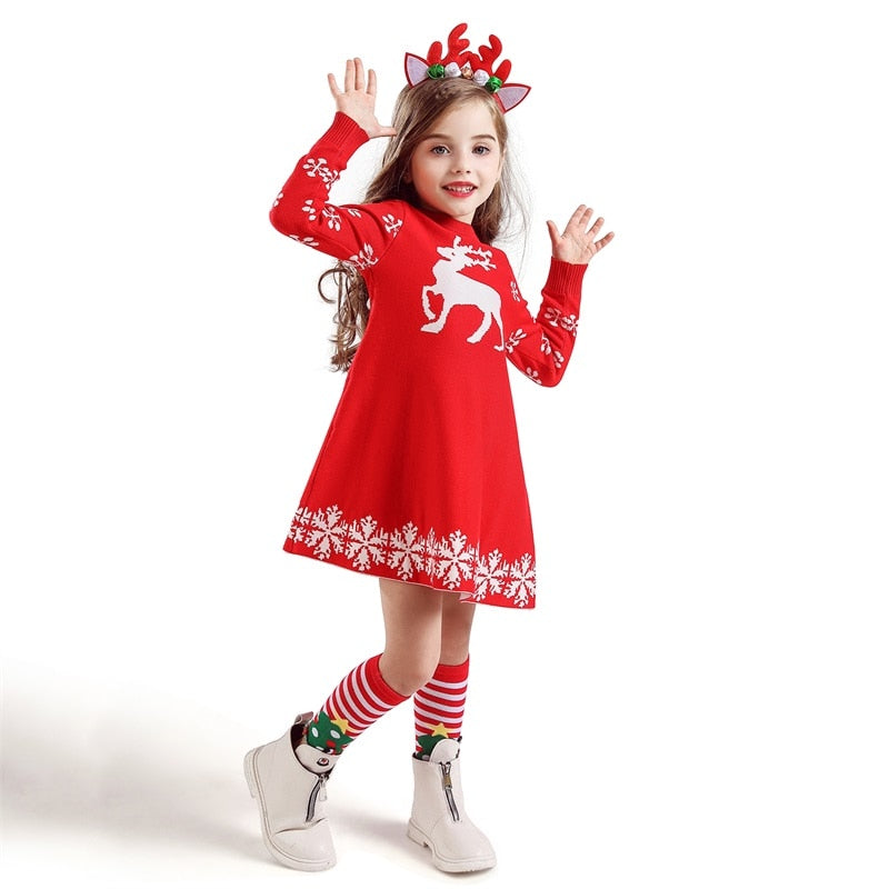 Detske šaty s vianočným vzorom