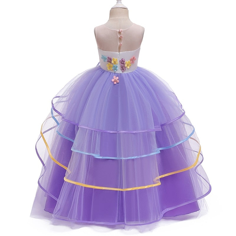 Dievčenské dúhové šaty s motívom jednorožca