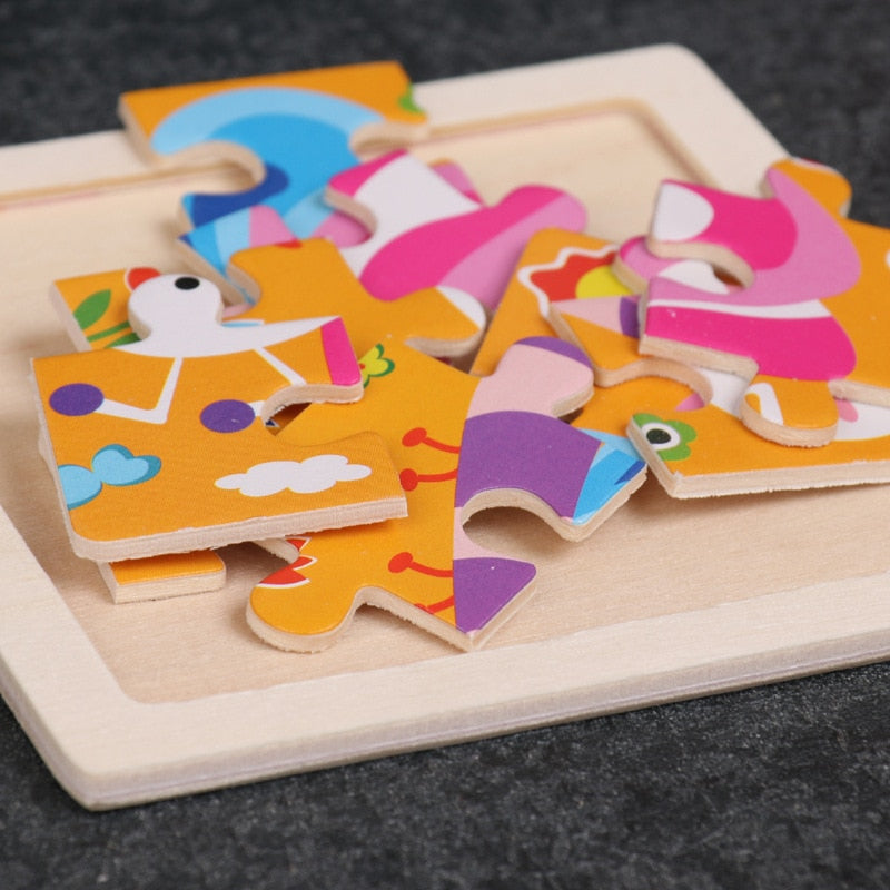 Mini drevené puzzle pre deti
