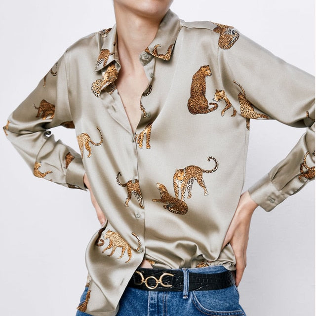 Dámska košeľa s leopardom