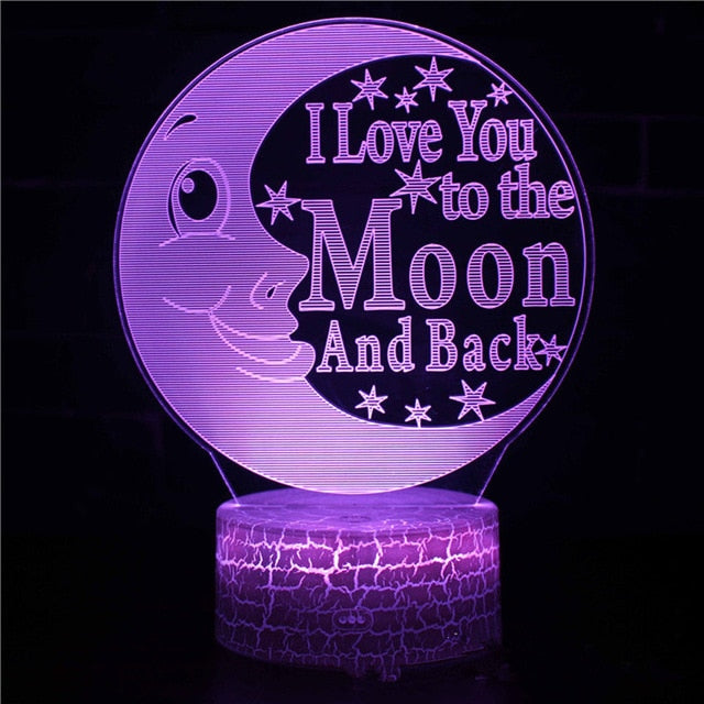 Hologramová 3D lampa I love you to the moon