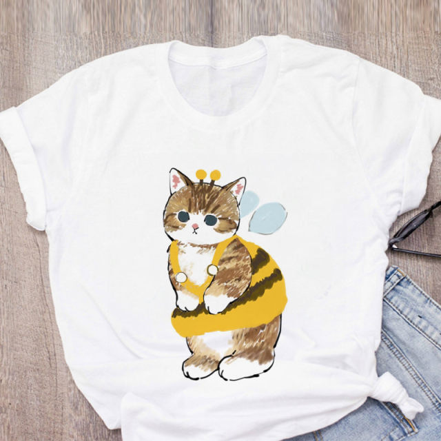 Dámske tričko s roztomilou mačkou