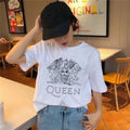 Dámske biele tričko s potlačou Queen