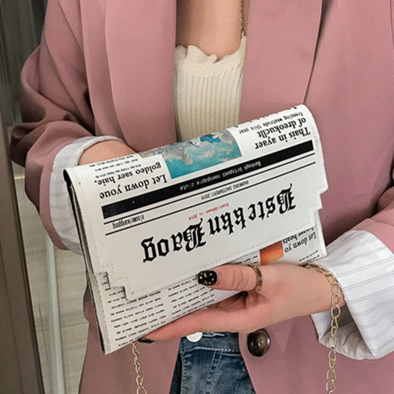 Dámska listová kabelka noviny