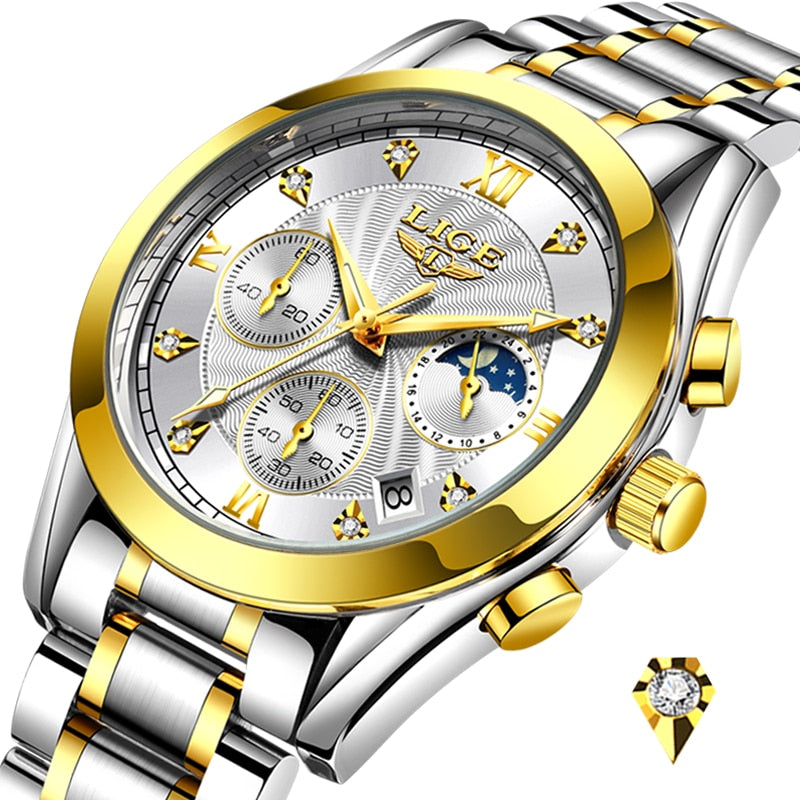 Dámske strieborno-zlaté hodinky