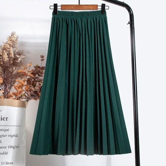 Dámska Midi plisovaná sukňa s opaskom (Výpredaj)