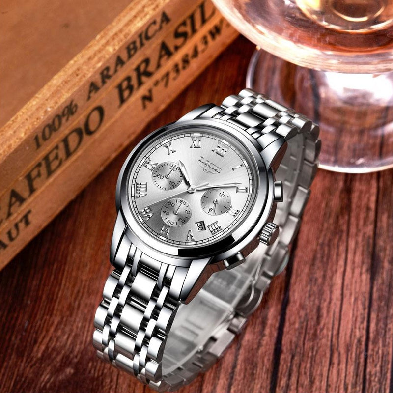 Dámske strieborné hodinky s chronografom