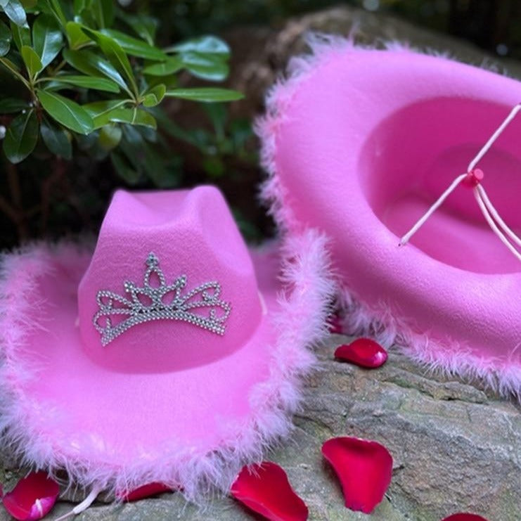 Dievčenský kovbojský klobúk ružový