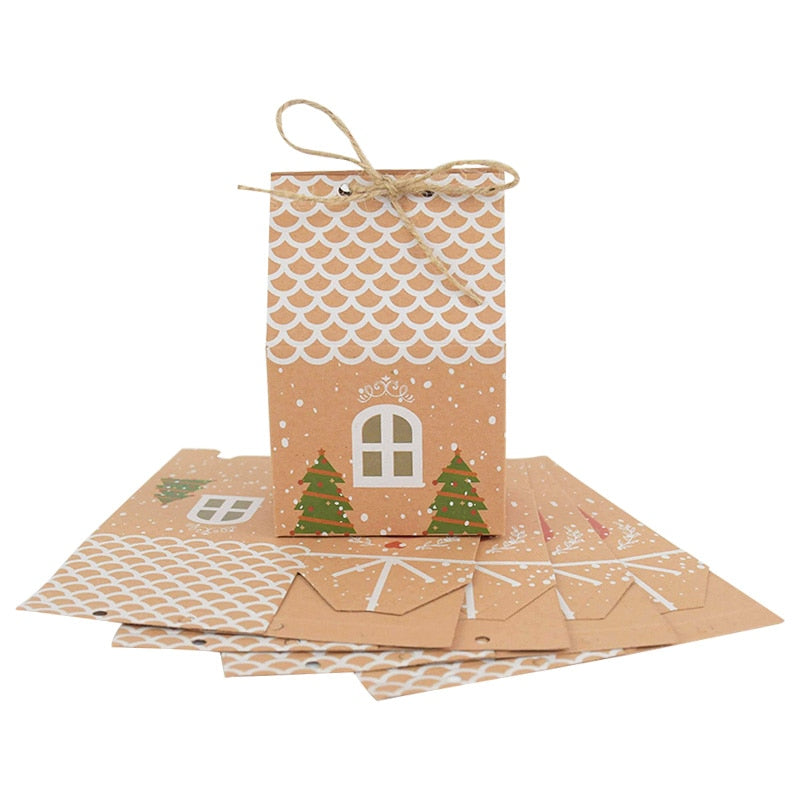 Vianočné papierové krabičky v tvare domčeka