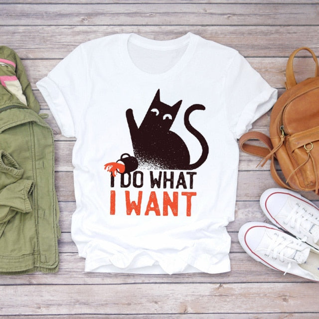 Dámske vtipné tričko s mačkou
