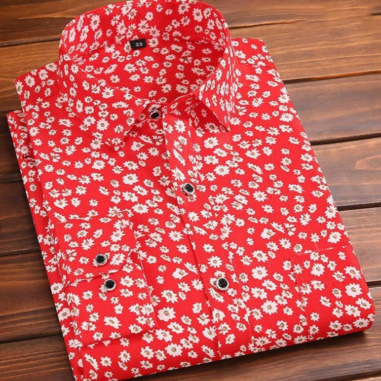 Pánska košeľa s kvetinovou potlačou